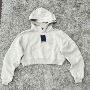 Madhappy 😡 😁 cropped classic logo oatmeal hoodie size Small